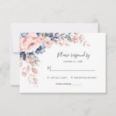 Pink Floral Botanical Greenery Foliage Wedding RSVP Kaartje (Voorkant)