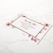 Pink Floral Botanical Save the Date Wedding Folie Uitnodiging (Gedraaid)