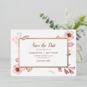Pink Floral Botanical Save the Date Wedding Folie Uitnodiging (Staand Voorkant)
