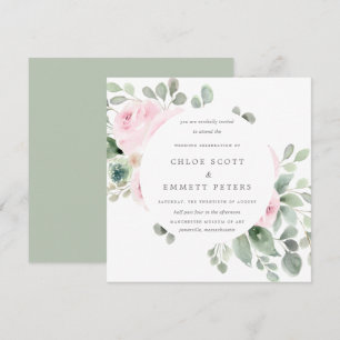 Pink Floral Botanical Square Weddenschap Kaart