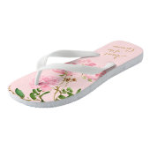 Pink Floral Botanical tante van het bruinhuwelijk Teenslippers (Schuin)