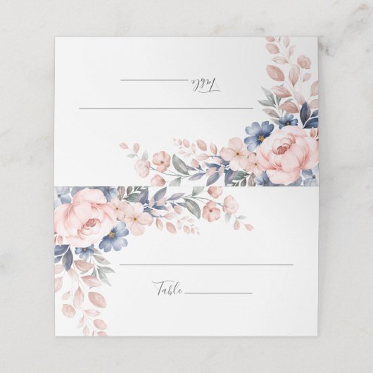 Pink Floral Botanical Weduwgoedkaart Plaatskaartje (Buitenkant ongevouwen)