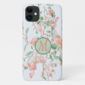 Pink Floral Bougainvillea Monogram Waterverf Case-Mate iPhone Case (Achterkant)
