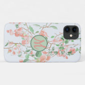 Pink Floral Bougainvillea Monogram Waterverf Case-Mate iPhone Case (Achterkant (horizontaal))