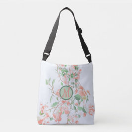 Pink Floral Bougainvillea Monogram Waterverf Crossbody Tas