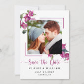 Pink Floral Bougainvillea Wedding Save the Date (Voorkant)