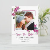 Pink Floral Bougainvillea Wedding Save the Date (Staand voorkant)