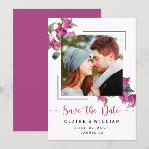 Pink Floral Bougainvillea Wedding Save the Date