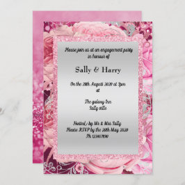 PINK FLORAL BOUQUET GLITTER BIRTHDAY KAART