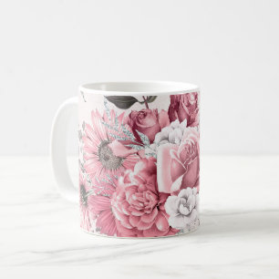 Pink Floral Bouquet Koffiemok