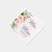 Pink Floral Bouquet & Mrs Wedding Reception Servet (Hoek)