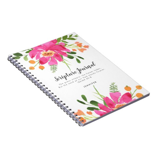 Pink Floral Bouquet Personalized Scriptjournaal Notitieboek (Rechterzijde)