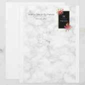 Pink Floral Bouquets on a White Marble Image Gepersonaliseerd Briefhoofd (Voorkant / Achterkant)