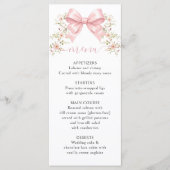 Pink Floral Bow Coquette Baby Girl Shower Menu (Voorkant)