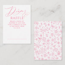 Pink Floral Bows Baby Shower Diaper Raffle Tickets