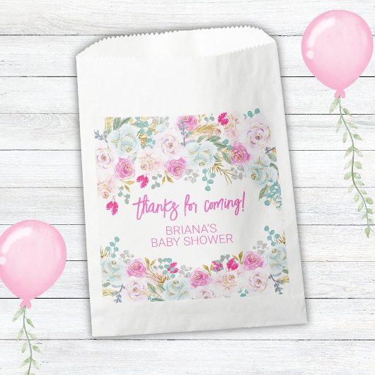 Pink Floral Boy Baby shower Favors Bedankzakje