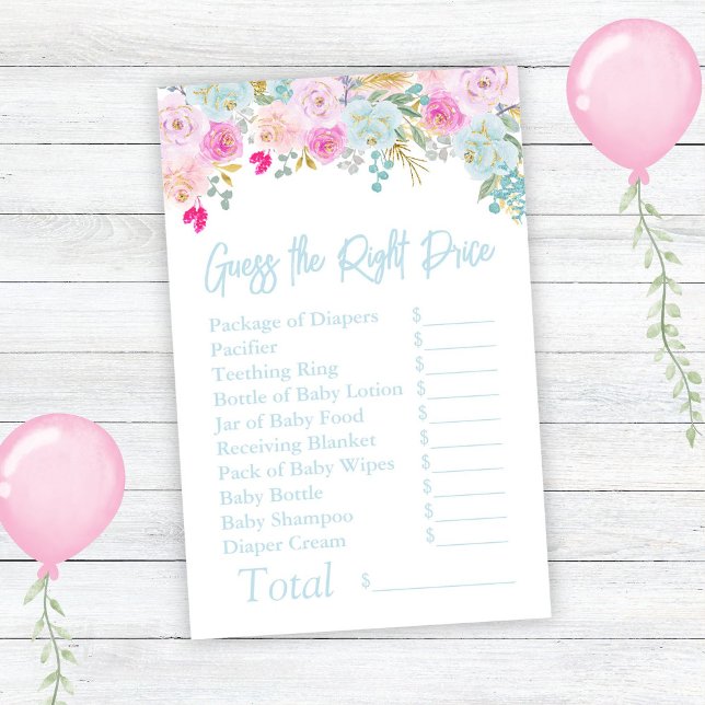 Pink Floral Boy Baby shower Raad de juiste prijs (Creator heeft geüpload)