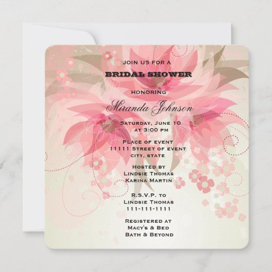 Pink Floral Bridal Kaart (Voorkant)
