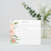 Pink Floral Bridal Shower Double Sided Recipe Card (Staand voorkant)