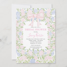 Pink  Floral Bridal Shower Invitation Kaart