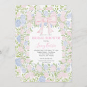 Pink  Floral Bridal Shower Invitation Kaart (Voorkant / Achterkant)