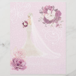 Pink Floral Bride Wedding Scrapbook Paper