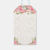 Pink Floral Brunette Hair Girl Happy Birthday Cadeaulabel (Achterkant)