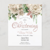 Pink Floral Budget Christening Flyer (Voorkant)