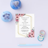 Pink Floral Budget Wedding Chic "Uitnodiging" Flyer (Enkel)