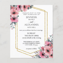 Pink Floral Budget Wedding Chic "Uitnodiging" Flyer