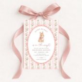 Pink Floral Bunny Baby Shower Kaart