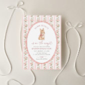 Pink Floral Bunny Baby Shower Kaart