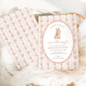 Pink Floral Bunny Baby Shower Kaart