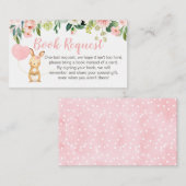 Pink Floral Bunny Book Request Card Tussenvoegen Informatiekaartje (Voorkant / Achterkant)