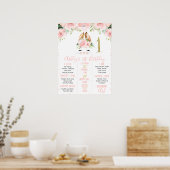 Pink Floral Bunny Face 1st Birthday Milestone Poster (Keuken)