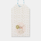Pink Floral Bunny Gold Balloon Birthday Gift Label Cadeaulabel (Achterkant)