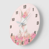 Pink Floral Bunny Kinder Room Baby Nursery Grote Klok (Hoek)