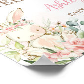 Pink Floral Bunny Rabbit Baby shower Welkom Poster (Hoek)
