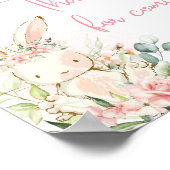 Pink Floral Bunny Rabbit Baby shower Welkom Poster (Hoek)