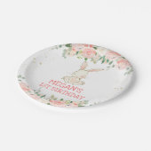 Pink Floral Bunny Rabbit Birthday Party Papieren Bordje (Gekanteld)