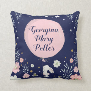 Pink Floral Bunny Rabbit Nursery Decor Cushion Kussen