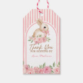 Pink Floral Bunny Thank You For Hopping By  Cadeaulabel (Voorkant)