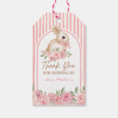 Pink Floral Bunny Thank You For Hopping By  Cadeaulabel (Achterkant)