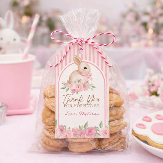Pink Floral Bunny Thank You For Hopping By  Cadeaulabel