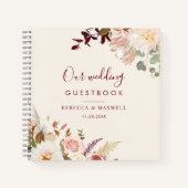 Pink Floral Burgundy Greenery Wedding Guest Book Notitieboek (Voorkant)