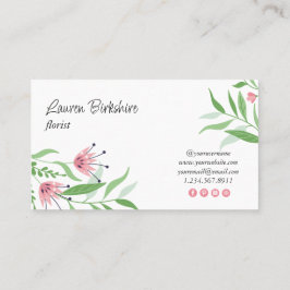 Pink Floral Business Card Visitekaartje