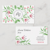 Pink Floral Business Card Visitekaartje (Voorkant / Achterkant)