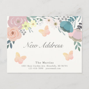 Pink Floral Butterflies Bewegende Aankondiging