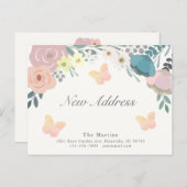 Pink Floral Butterflies Bewegende Aankondiging (Voorkant / Achterkant)