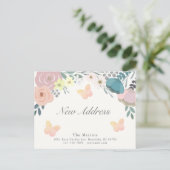 Pink Floral Butterflies Bewegende Aankondiging (Staand voorkant)